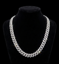 8mm, 2 Row, Moisannite and 925 silver Cuban Chain