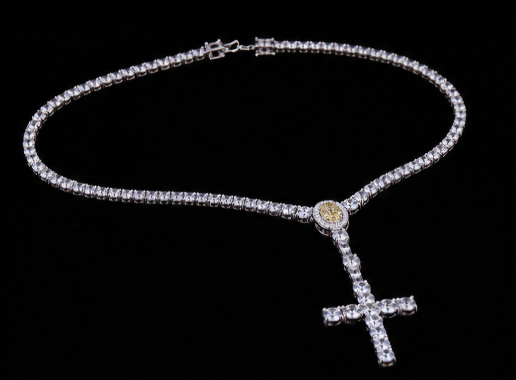 6mm Tennis chain with Crucifix Pendant