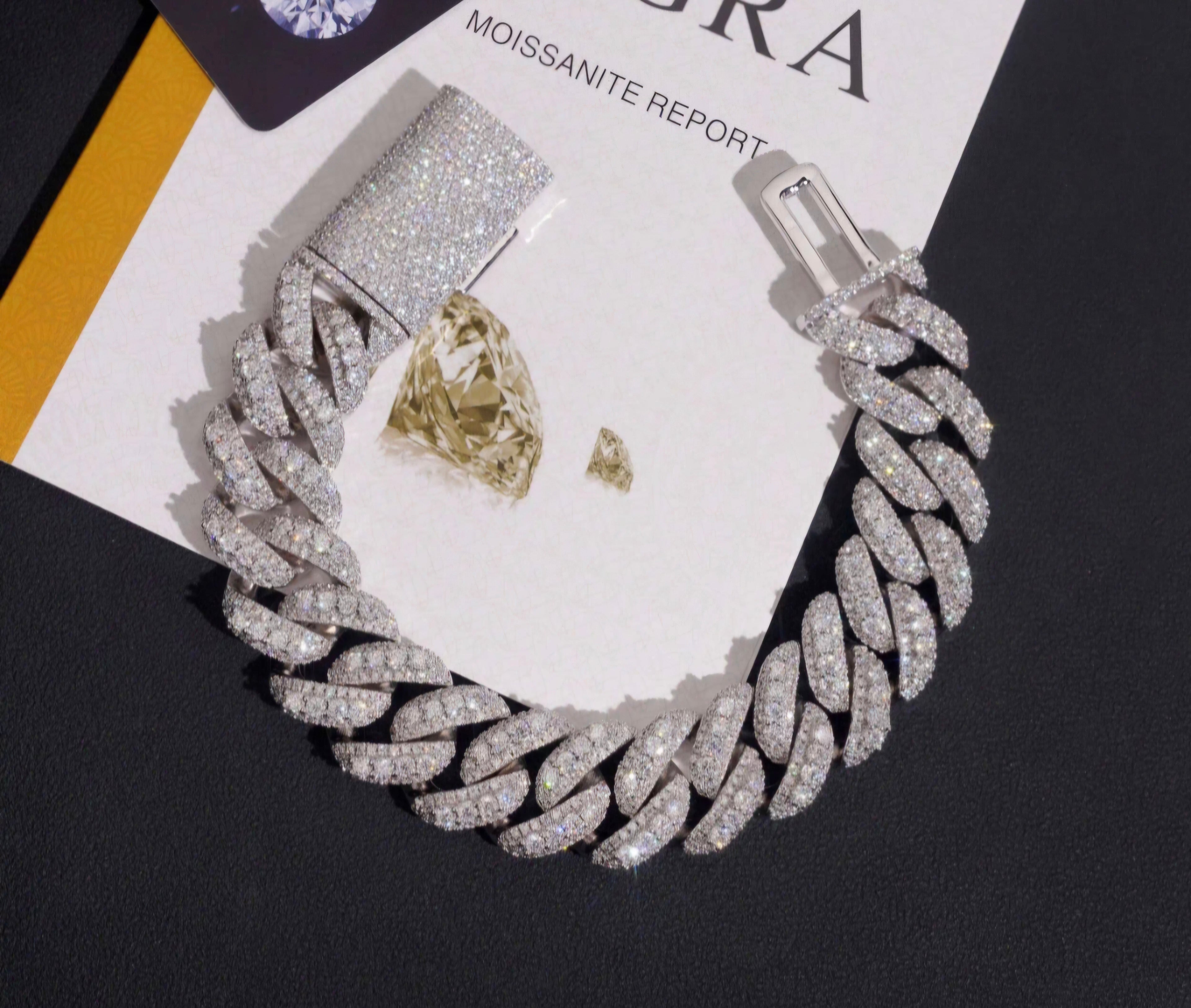 Cuban link, Raised Pointer, 18mm, 7-8inch Moisannite bracelet