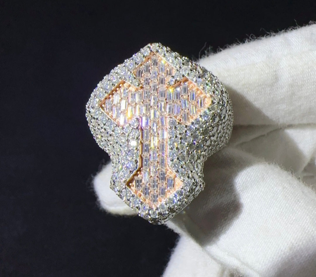 Crucifix Moisannite Ring