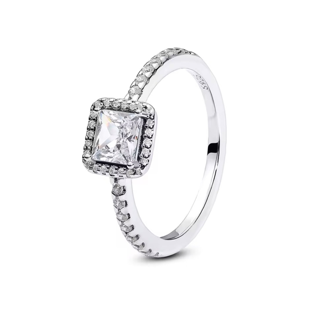 Square stone ring 925 silver
