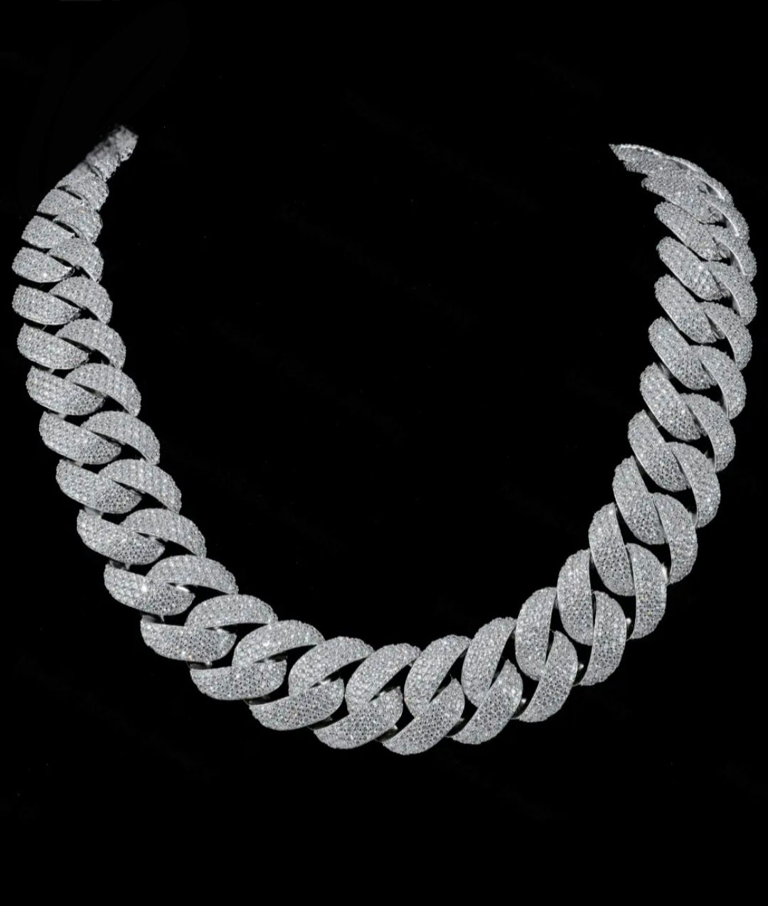 Cuban style, 4 row set, 22mm, 20inch, Moisannite Chain
