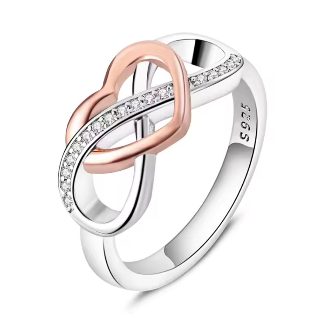 Rose heart ring 925 silver