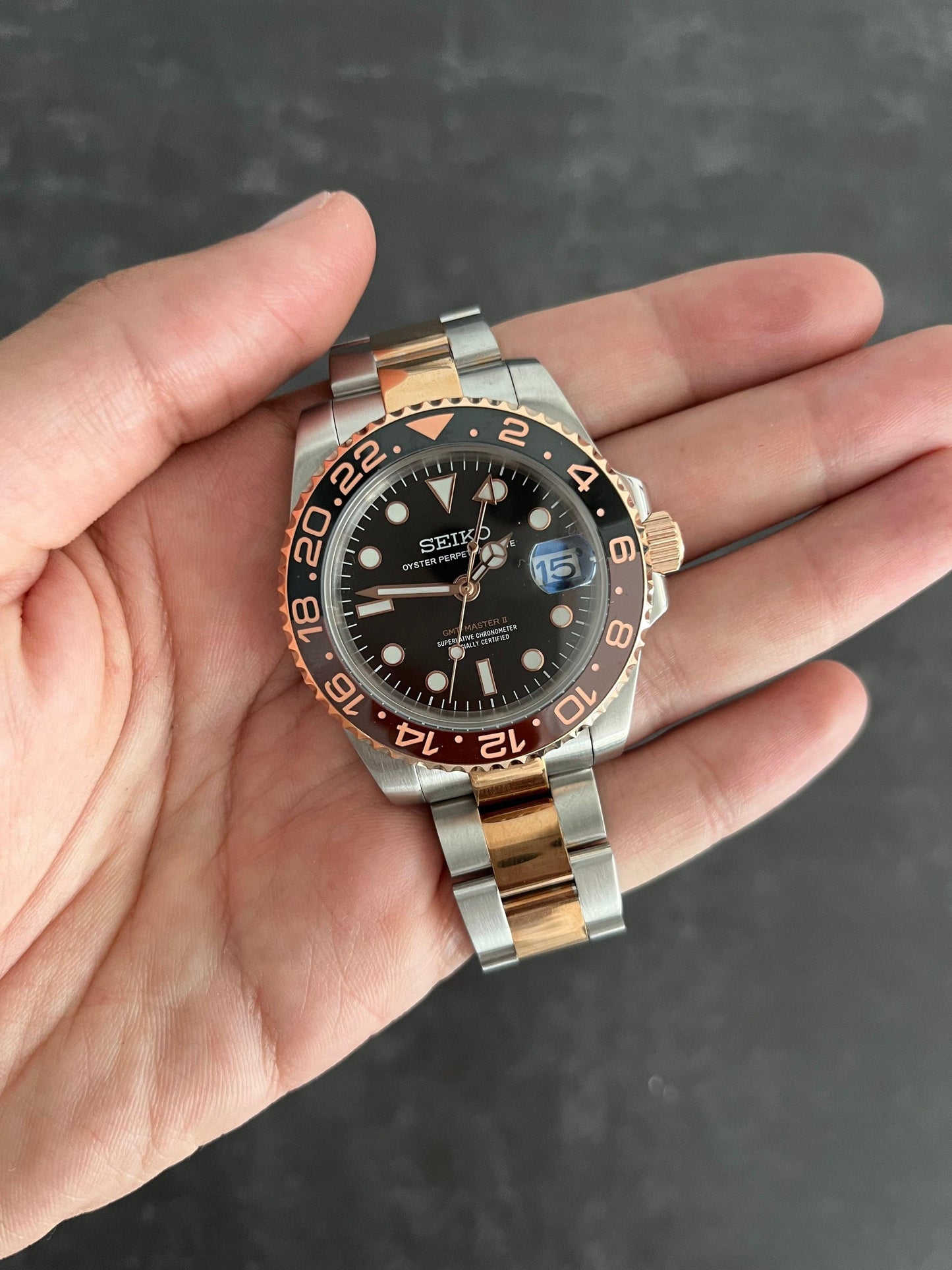 SEIKOMOD 'ROOTBEER' GMT MASTER II
